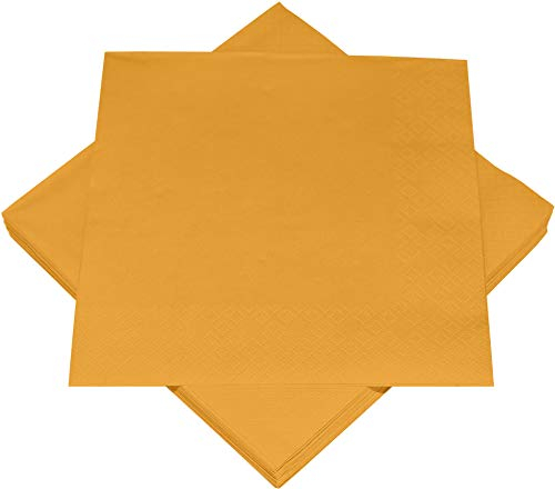 HEKU 100 einfarbige Servietten, 3-lagig, 33x33cm I Einheitliche Qualität für Veranstaltungen & Gastronomie I Praktische 5er-Packung I Hoch saugfähig und stilvoll, orange