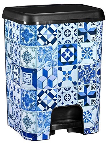 COM-FORT HOUSE | Cubo de Basura Pedal | Capacidad de 26 litros | Cubo Reciclaje| Decoración Alhambra | Color Negro | Cubo de Basura Cocina | Piezas Extraíbles | Limpieza Fácil |