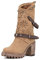 QUEEN HELENA Stivali con Tacco Traforati con Fibbia Zip Laterale Stivaletti Estivi con Plateau Borchiati Donna X24-42 (X24-42 Cuoio, numeric_39)