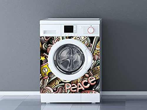 Oedim Vinilo para Lavadora Hippie Style, Vinilo Decorativo para lavadoras, decoración para cocinas, Pegatina Lavadora