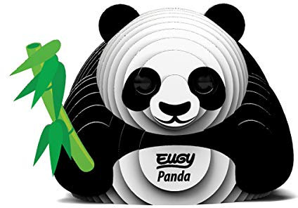 EUGY 3D Bastelset Panda (Miniatur-Tierfigur, aus Wellkarton, zum selbst Bauen, Kinderbastelset, zum Sammeln) 650013