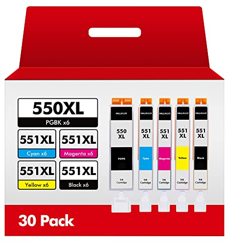 HALLOLUX PGI-550 XL CLI-551 XL Kompatibel für Canon 550 XL 551 XL Multipack für Pixma MX925 MX920 MG5650 MG5550 MG6650 iP7250 iX6850 iP7200 MG6450 MX725 MG5450 MG7150 MG7500 MG5400 MG6350 (30er-Pack)