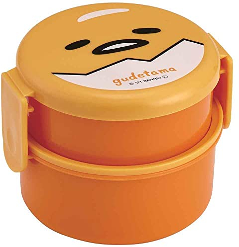 Skater ONWR1-A Runde Brotdose, 500 ml, mit Gabel, Gudetama-Gesicht, Sanrio, hergestellt in Japan