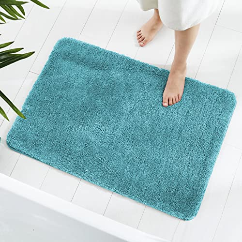 GONICVIN Teppich, 80 x 120 cm Flauschige Mikrofaser Waschbarer Badteppich Badematte, rutschfest Badezimmerteppich für Badezimmer, Wohnzimmer (Türkis)