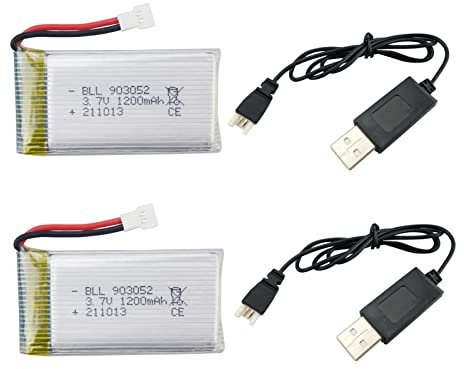 2PCS 3,7V 1200mAh Lithium-Akku mit USB-Ladekabel für SYMA X5S X5SC X5SW X5SW-1 Luftbild-Quadcopter-Fernbedienungs-Drohnenbatterie