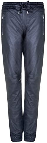 Damen Echtlederhose Schwarz Joggerinnen Nappa Fahren Jogginghose 20