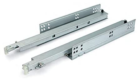 Juego Guía cajón regulación lateral en altura, para muebles de cocina, armario, extracción total con sistema de auto frenado, rieles con aguante de peso de 35kg (500mm)