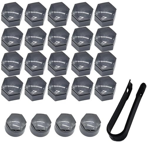 20 Stück Radmutterkappen 22 mm, schwarze Radmutterkappen mit 4 grauen Verschlusskappen und Werkzeugset zum Entfernen von für Opel Insignia, 2 Sets