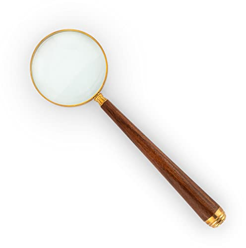 NKlaus Maritim Lupe aus Messing mit Holzgriff 10cm Vergrößerungsglas Leselupe Standlupe 11723