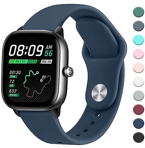 Amazefit GTS 4 Mini & 3 Replacement Band - Silicone 20mm, Bip U Pro & 3 Pro Compatible, Deep Blue