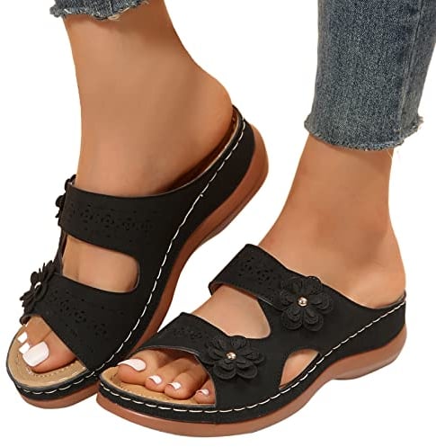 Orthopädische Schuhe Damen Arch Fit Rollingsoft Sommerschuhe Sexy Sommer Sandalen Fersensporn Orthopädische Schuhe mit Fussbett Weich Comfort Clogs Torthopädische Zehentrenner Sandaletten