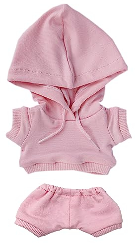 niannyyhouse 20cm Plüsch Puppe Kleidung Elastische Solide Sportbekleidung Anzüge Hoodie Hosen Weiche Gefüllte Plüsch Spielzeug Dress Up Zubehör (Rosa, 20cm)