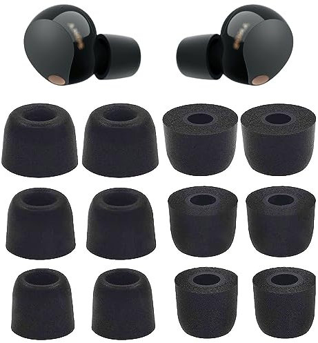 BLLQ 515B Ohrstöpsel aus Memory-Schaum, kompatibel mit Sony WF-1000xm5 1000xm4 WF-C700n, perfekte Geräuschunterdrückung, passend in Hülle, S/M/L, 6 Paar Schaumstoffspitzen, Schwarz