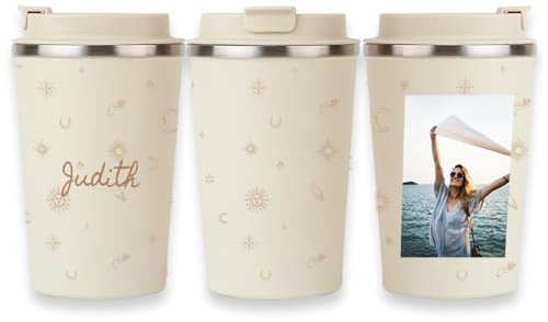 Wanapix | Termo Cafe Personalizado 350 ml | Personalizado con Nombre | Vaso Térmicos de Doble Capa | Taza para Llevar | Acero Inoxidable | Libre de BPA | Zen