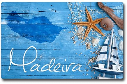 TRIOSK Kühlschrankmagnete Portugal Magnet Insel Madeira Spruch Souvenir Geschenk Mediterran für Reiselustige Frauen Männer Weltenbummler Kühlschrank stark eckig groß 85x55 mm