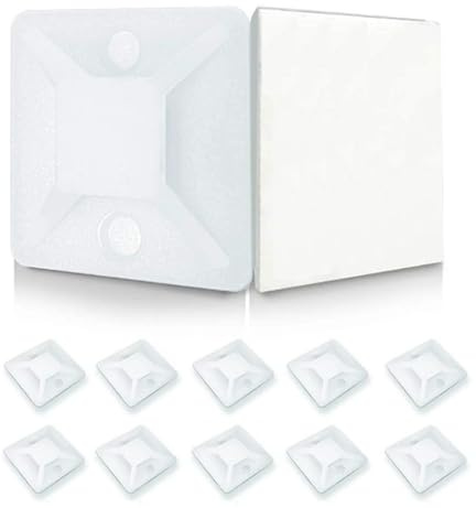 50 Stück Klebesockel für Kabelbinder - Farbe: weiß 18 x 18 mm - 50er Set Befestigungssockel Selbstklebend und mit zwei Schraubstellen | Kabelschelle Klebepads | Kabelbinderhalter | Montagesockel