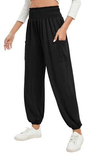 Famulily Damen Yoga-Sweatpants mit Taschen Casual hohe Taille Sport Haremshose Comfy Lounge Pants S-XXL