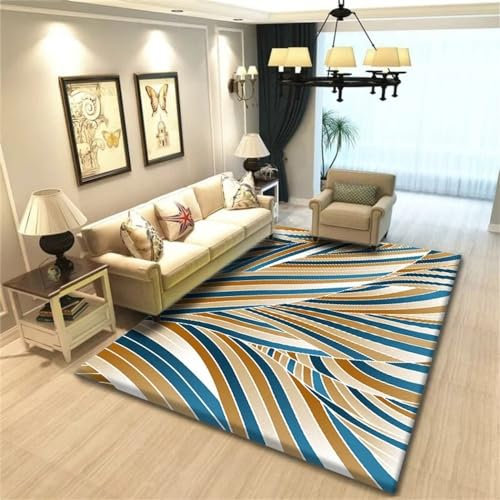 Kunsen Teppich Wohnzimmer Kurzflor Innenausstattung hochflor Teppich Mehrfarbig Schlafzimmer Teppich klassisch170x240CM