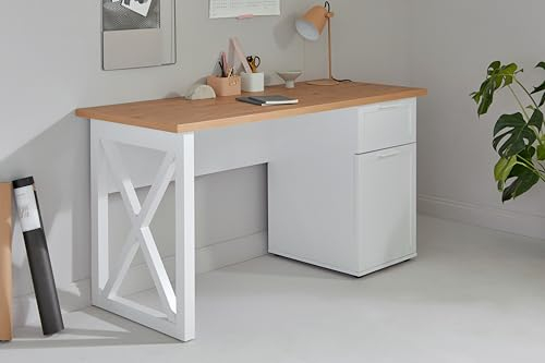 Jahnke Schreibtisch Chalet D 140 Montana Eiche/Weiss