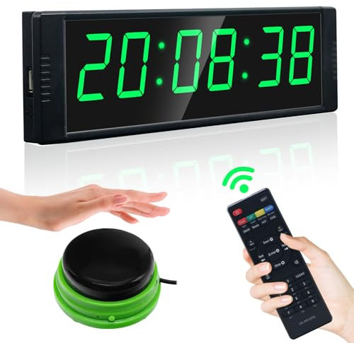 YZ Coundown Timer mit Start-/Stopp-Taste, Digital Stoppuhr mit Fernbedienung, 12/24H LED Wand Uhr, Intervall-Timer für Workout, Fiteness, Sport, Home Gym Garage