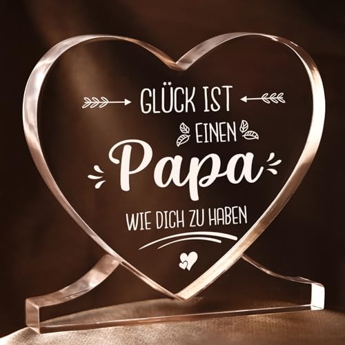 Juratar Vatertagsgeschenk für Papa von Tochter Sohn, Herzförmiges Acryl Heimat Dekoration, Personalisierte Papa Geschenk Geburtstag, Vatertag Geschenk Vater Stiefpapa Männer