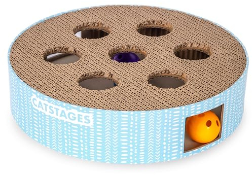 Catstages Scratch N' Hunt Interactive Cat Puzzle Toy with Scratcher Corrugate for Nail Care, Engages Hunting Instincts