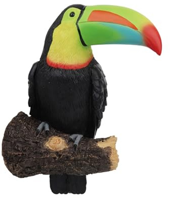 Syfunlv Gartenstatue, Tukan-Dekoration, Gartendekoration, Vogel aus Harz 29 x 18,5 x 11 cm, wetterfest, Kunsthandwerk, Tierstatuen, hängende Gartendekoration, Terrassendekoration für draußen. (farbig)