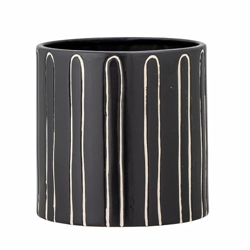 Troy Blumentopf, Schwarz, Steingut