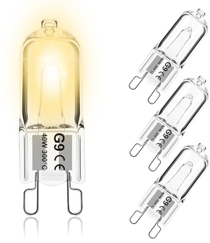 Jaenmsa G9 Backofenlampe 40W 300 Grad & Halogen Dimmbar 230V, bis 300°C Hitzebeständiges 2700K Warmweiß für Neff Bosch Backofen Kühlschrank Mikrowelle Dunstabzugshaube