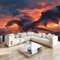 3d Effekt Fototapeten Wandbild 350x256cm Anime-Flugsaurier-Vulkan Fototapeten Wandbilder XXL Panorama Wandtapete Dekoration, Braun Moderne Vlies Wanddekoration für Wohnzimmer Schlafzimmer