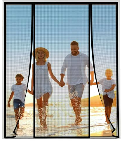 Moustiquaire Baie Vitree Coulissante Magnétique,Noir Moustiquaire Magnétique pour Porte,Deux côtés ouverts Rideau Porte Anti Insectes Mouche Moustique, pour Couloirs, Portes,240(60/120/60) x230cm