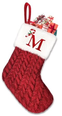 Sleeleece Weihnachtsstrumpf Personalisiert Nikolausstrumpf 20 cm,Christmas Stockings,Nikolausstiefel zum Befüllen Weihnachtsstrumpf Geschenkbeutel Weihnachtsbaum Anhänger Weihnachtsdeko Rot M