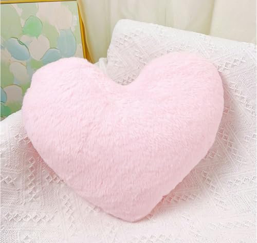 MeYuxg Herz Kissen, Herzkissen Rosa Kuschelkissen, Deko Kissen Herzform Flauschig Plüsch Kissen für Wohnzimmer Sofa Bett Schlafzimmer