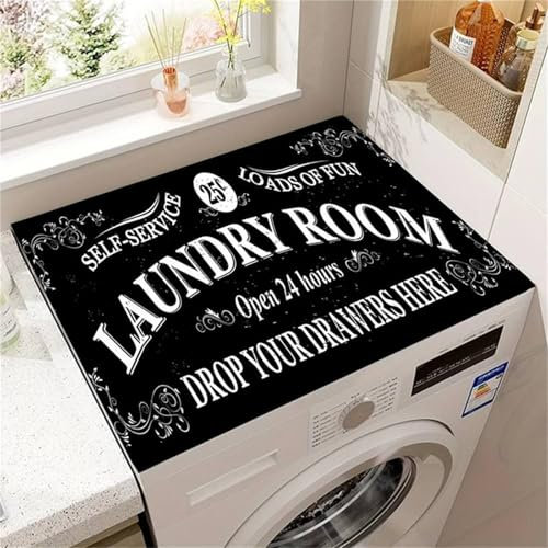 Morbuy Protector Superior para Lavadora y Secadora, Estilo Vintage Cubierta Superior para Lavadora Protector Superior Lavadora Absorbente Funda para Lavadora y Secadora (Estilo Vintage,65x90cm)
