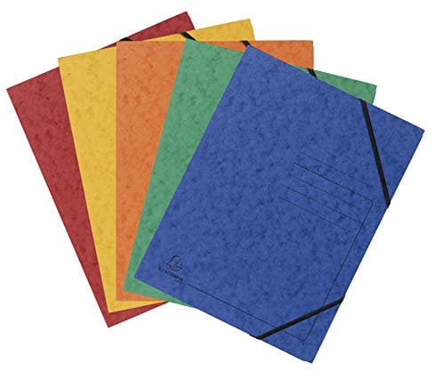 Exacompta - Kartonmappen mit Gummizug - 25 Mappen - A4 - 5 Farben - Glanzkarton 355 g/m² - Maße 24 x 32 cm