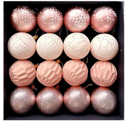 16 palline colorate per albero di Natale, 6 cm, decorazioni natalizie (oro rosa)