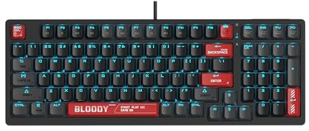 Bloody AT98 Red Optical Mechanical Gaming Keyboard 98 Key Compact Layout RGB Backlit Exact Reset System | Alpha Optical Switch