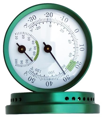 Mni Thermo-Hygrometer, Mni Digitales Thermometer, rundes Außen-Feuchtigkeitsmessgerät, kabelloses Wandthermometer für Innenräume, Luftfeuchtigkeit für Luftbefeuchter, Gewächshaus, Garten, Keller,