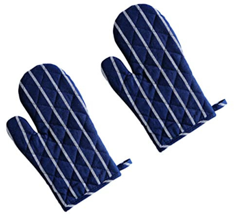 Alipis Guanti Da Cucina A Righe in Cotone - Non Adatti Per Forno Resistenti Calore Per Cucinare - Taglia Unica - Scuro