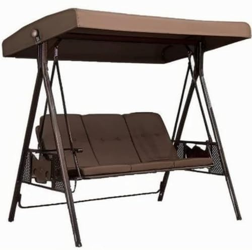 Ersatzdach für Hollywoodschaukel 3 Sitzer, 210D Oxford-Stoff Gartenschaukel Abdeckplane, Wasserdicht und UV-beständig, für Gartenschaukel, Hof, Balkon(Coffe)
