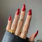 24Pcs Medium Almond Press On Nails - Thick Short False Nails for Women, Handmade Glue-On Acrylics, Solid Color Mid-Length Fake Nails (red)