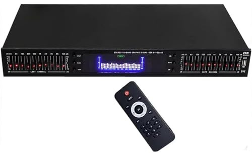 Mavdecll 20-Band-Audio-Equalizer, Digitaler Stereo-Grafik-Equalizer für HiFi-Anlagen mit Fernbedienung, LED-Spektrum-Anzeige, integriertes Bluetooth/USB, für Tonstudio