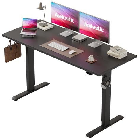 Agilestic Höhenverstellbarer Schreibtisch 150 x 60 cm | Schreibtisch höhenverstellbar elektrisch, 2 Speicherplätze, Stehschreibtisch, Computertisch für Homeoffice, Schwarz