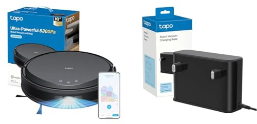 Tapo RV20 MAX Plus Robot Aspirapolvere Lavapavimenti con Mappatura + Tapo RVB102 Base di Ricarica, Adatto per case a più piani