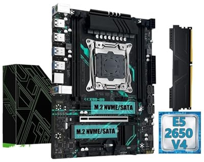 X99 B9 Motherboard combo optional LGA2011-3 Xeon E5 2650 V4 CPU processor and ECC DDR4 16GB M.2 NVME M-ATX(Motherboard+CPU+RAM)