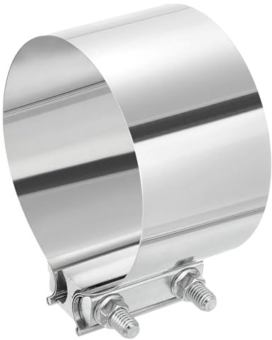 QUARKZMAN Abrazadera De Escape De 5 Pulgadas Abrazadera De Banda De Unión A Tope De Acero Inoxidable 304 Acoplador De Manguito Reparación De Tuberías Plateado