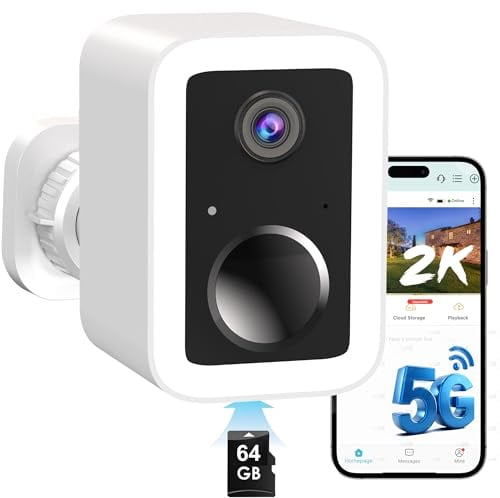 Funstorm 2K WLAN Überwachungskamera Aussen Akku | Kamera Überwachung Aussen w/64G, Kamera Outdoor, PIR Bewegungserkennung, 2 Wege-Audio, Lokaler Speicher/Cloud, Alexa