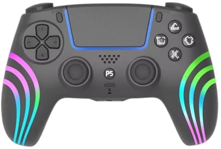 HBPYOLW Compatible avec la manette sans fil Bluetooth PS5 – Joystick Hall, détection de mouvement, vibration, effet coloré RVB