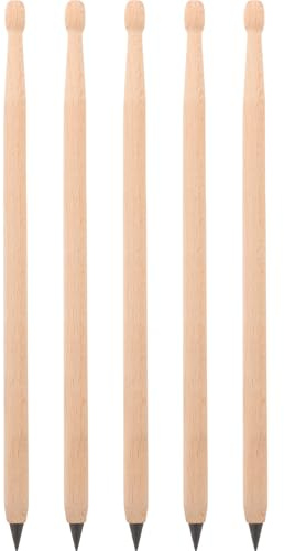 Housoutil Lot de 5 Crayons Hb en Bois de Baguettes de Batterie, Mine Effaçable, Crayons de Bureau et Dessin, Présents Originaux pour Musiciens, Élèves et Fournitures Scolaires