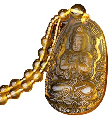 Perlenkette Halskette Citrin Anhänger Ethno Damen Feiner Schmuck Hochzeit Buddha Glück Naturkristall Accessoires Herren (8)